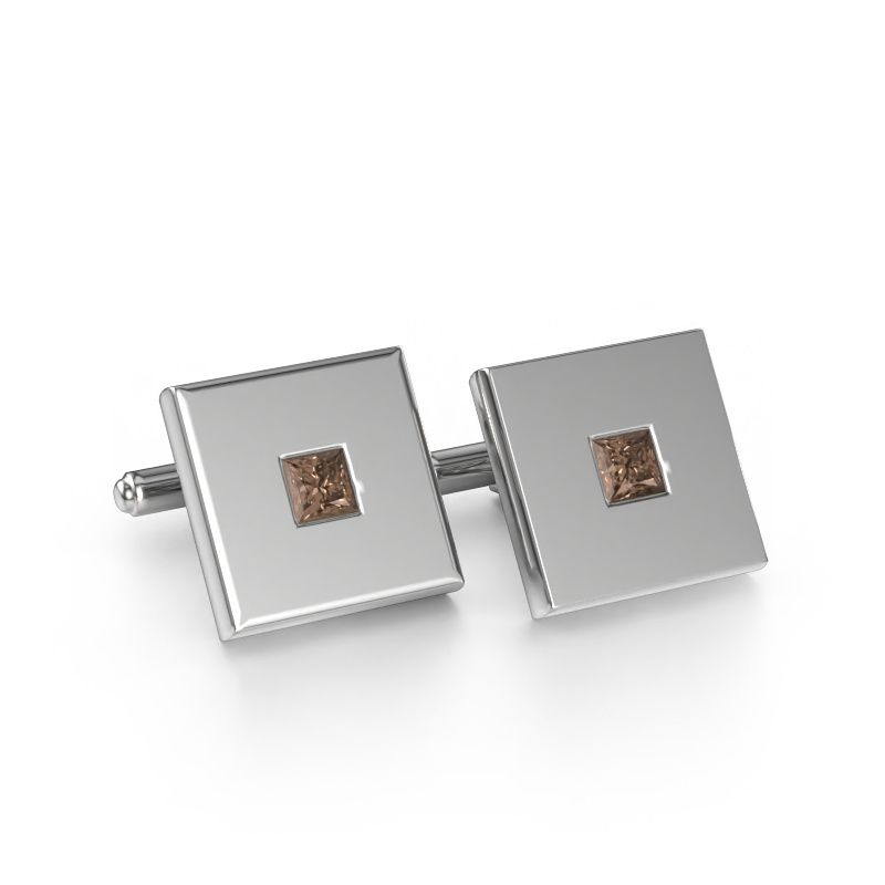 Boutons de manchettes Givanti 585 or blanc diamant brun 0.80 crt