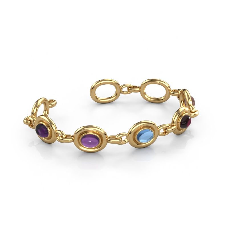 Schakelarmband Maxima 5 585 goud amethist 8x6 mm