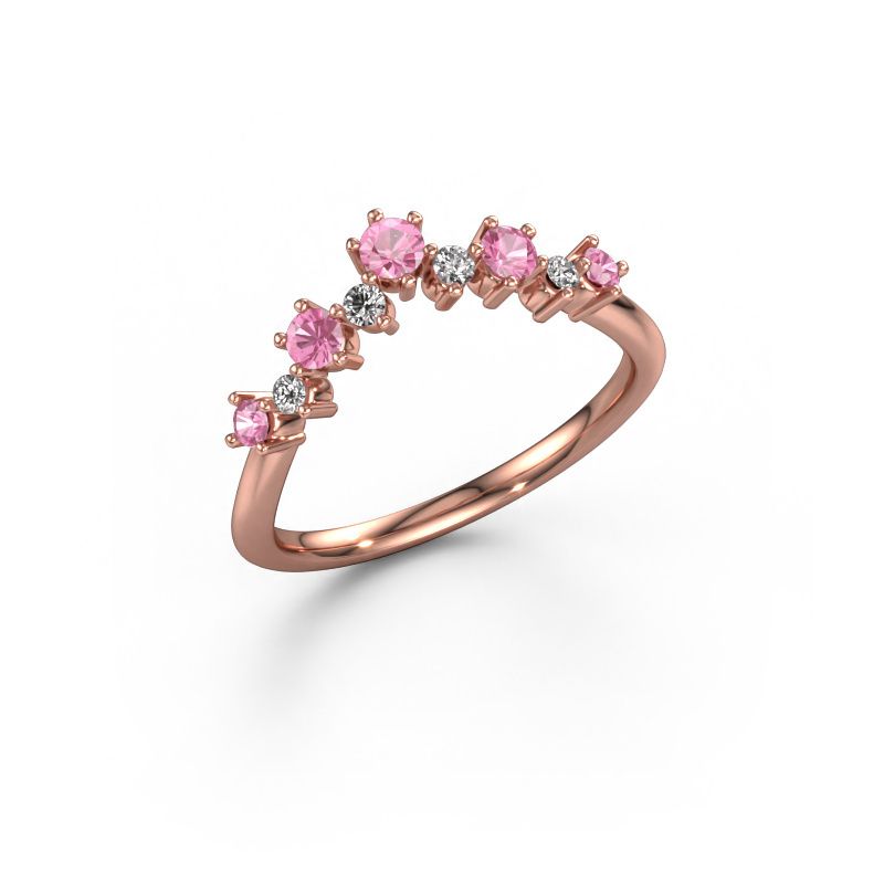 Aanschuifring Carly B 585 rosé goud roze saffier 2.7 mm