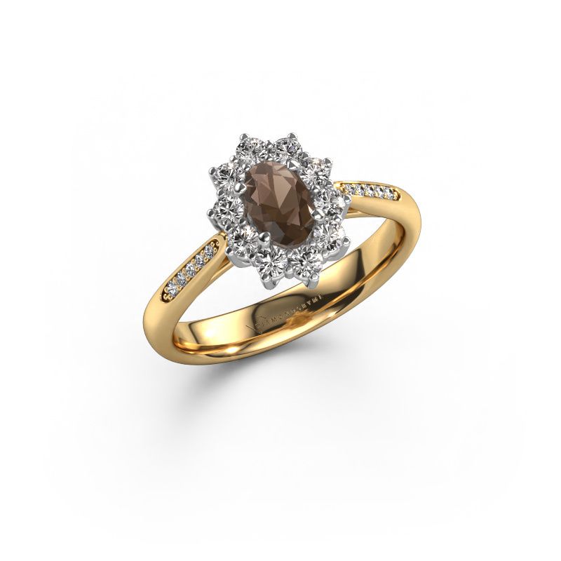 Verlovingsring Leesa 2 585 goud rookkwarts 6x4 mm