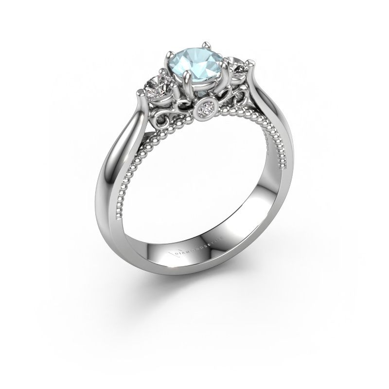 Engagement ring Tiffani 950 platinum aquamarine 5 mm