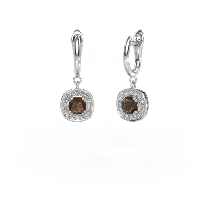 Pendants d'oreilles Marlotte 1 950 platine quartz fumé 5 mm