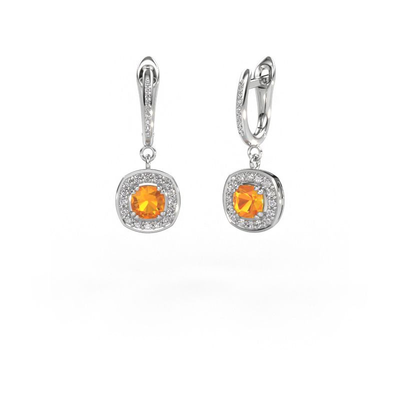 Drop earrings Marlotte 2 585 white gold citrin 5 mm