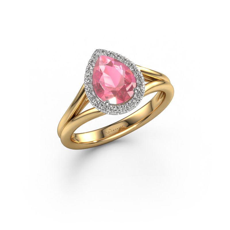 Anello di fidanzamento Verla pear 1 585 oro tormalina rosa 8x6 mm