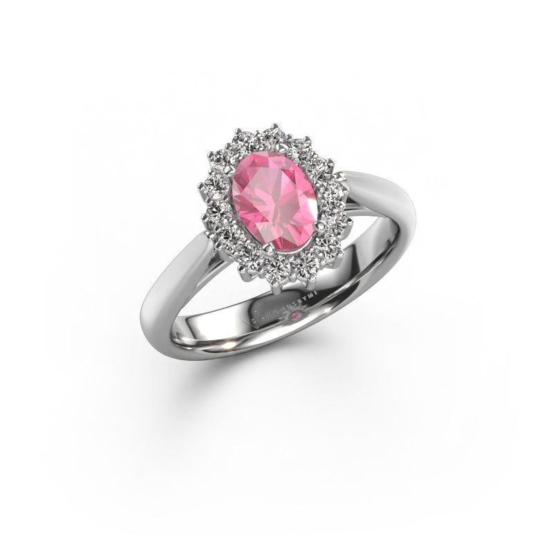Engagement ring Margien 1 585 white gold pink sapphire 7x5 mm