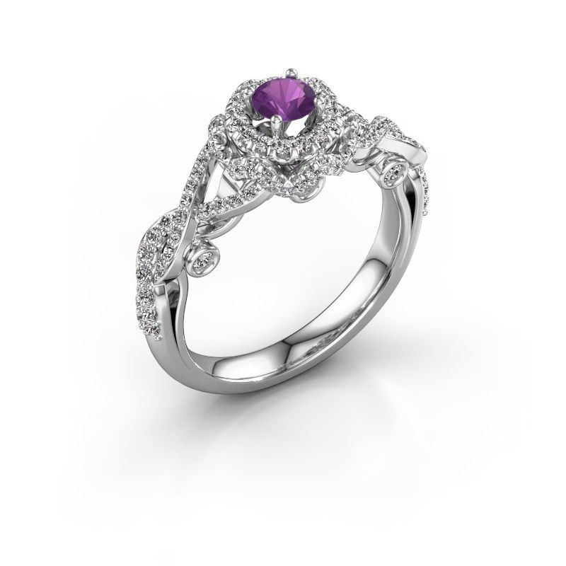 Afbeelding van Verlovingsring Cathryn<br/>950 platina<br/>Amethist 4 mm