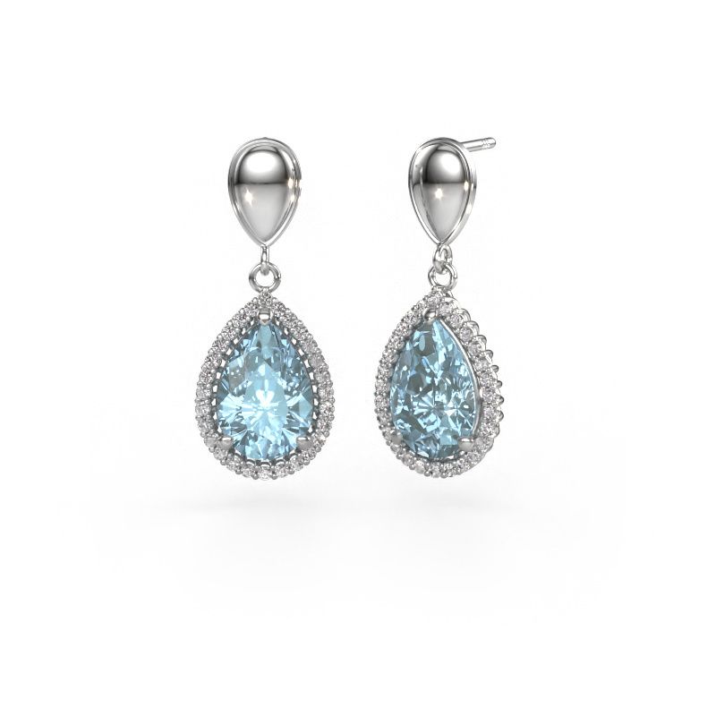 Pendientes colgantes Tilly per 1 950 platino diamante azul de laboratorio 12x8 mm