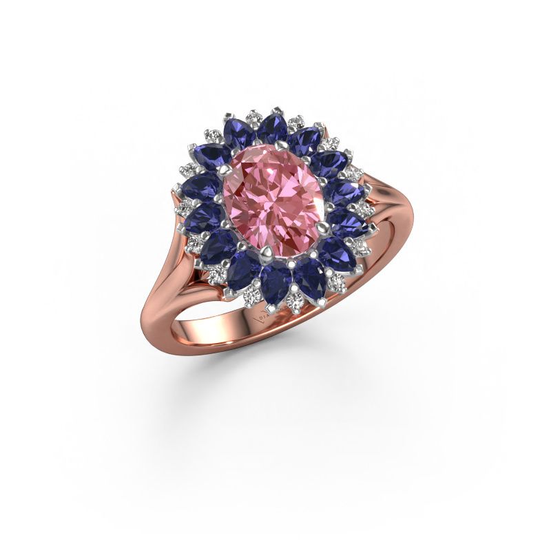 Engagement ring Lidia 585 rose gold pink lab grown diamond 8x6 mm