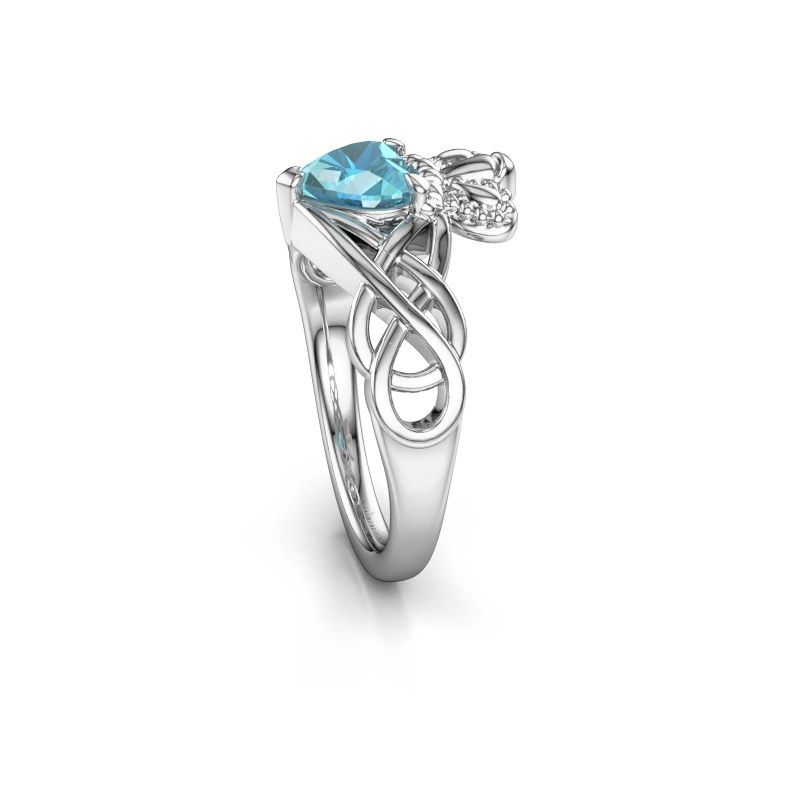 Image of Ring Lucie 585 white gold blue topaz 6 mm