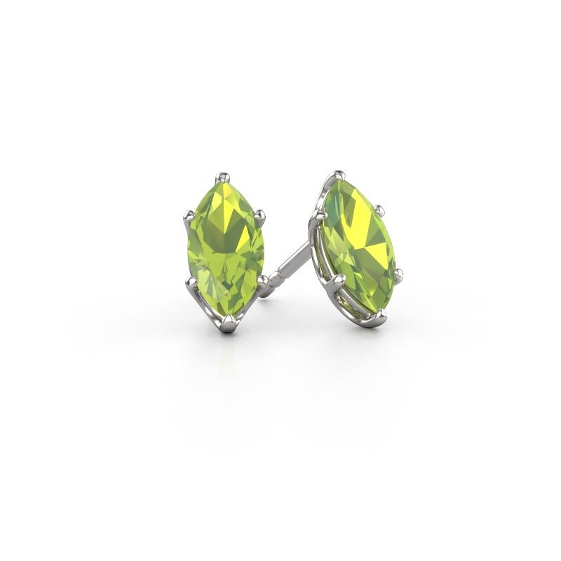 Clous d'oreilles Sam MRQ 585 or blanc péridot 10x5 mm