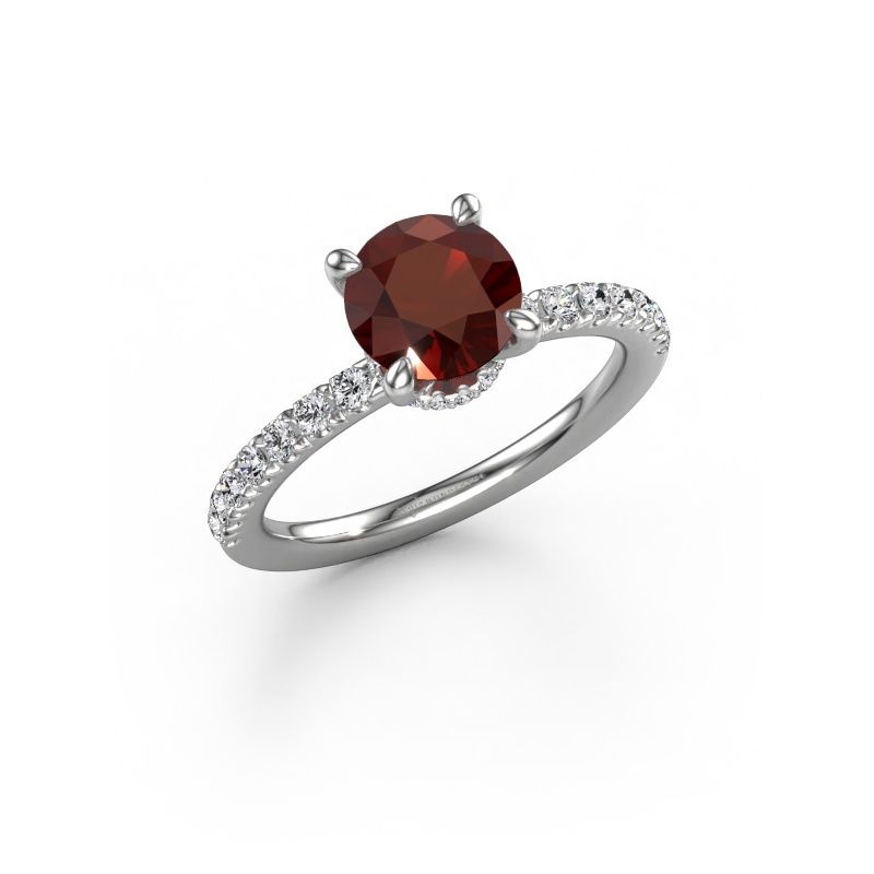 Verlovingsring Crystal rnd 4 950 platina granaat 7 mm