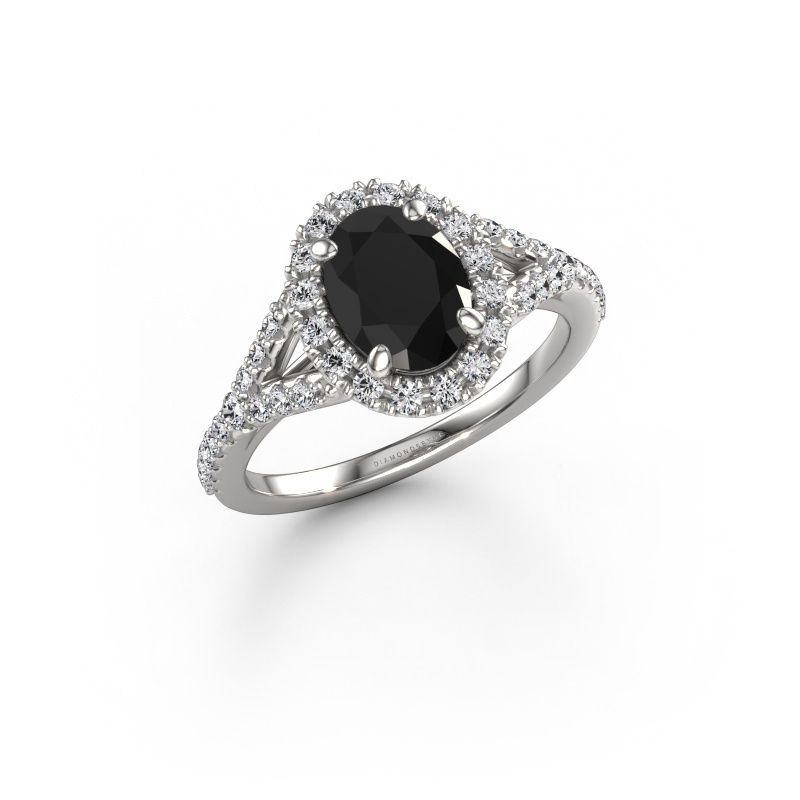 Verlovingsring Kimber OVL 585 witgoud zwarte diamant 1.862 crt