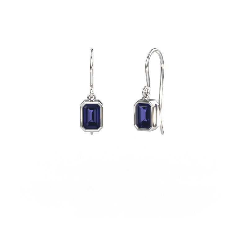 Oorbellen Lavon EME 585 witgoud saffier 6x4 mm