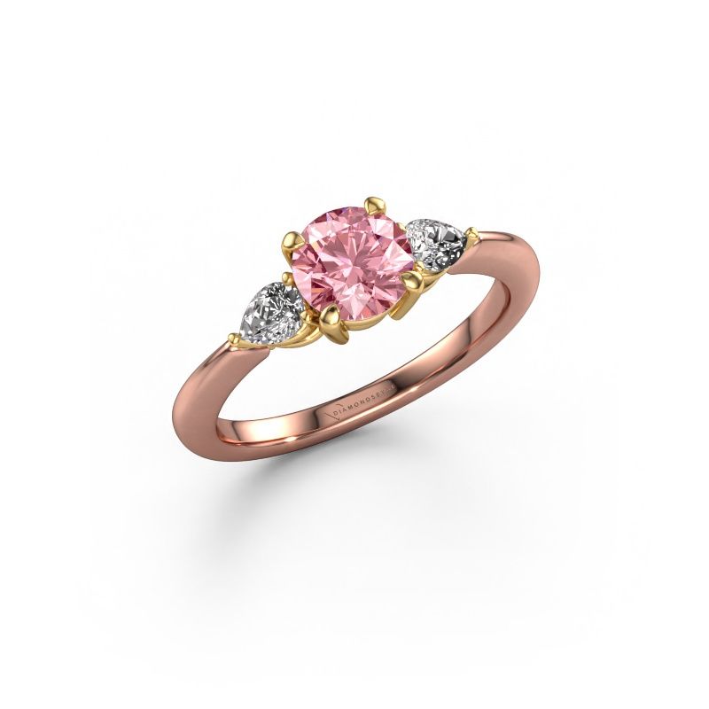 Engagement ring Chanou RND 585 rose gold pink lab grown diamond 6 mm