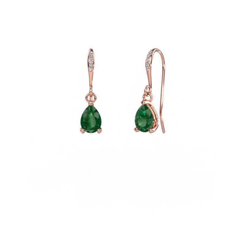 Pendants d'oreilles Laurie PER 2 585 or rose emeraude 7x5 mm