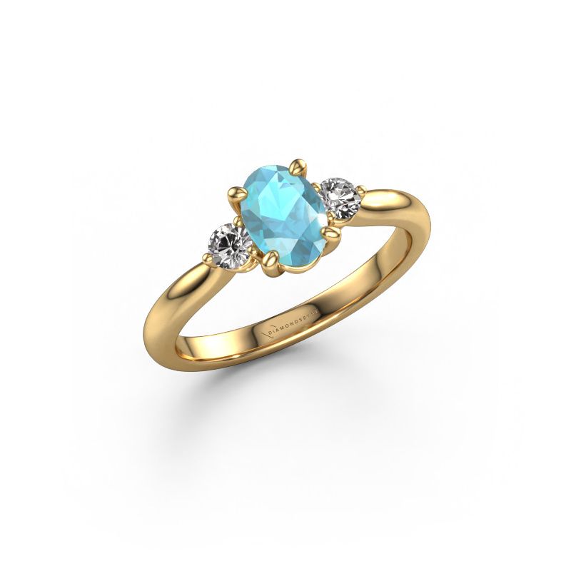 Verlobungsring Lieselot OVL 585 Gold Blau Topas 7x5 mm