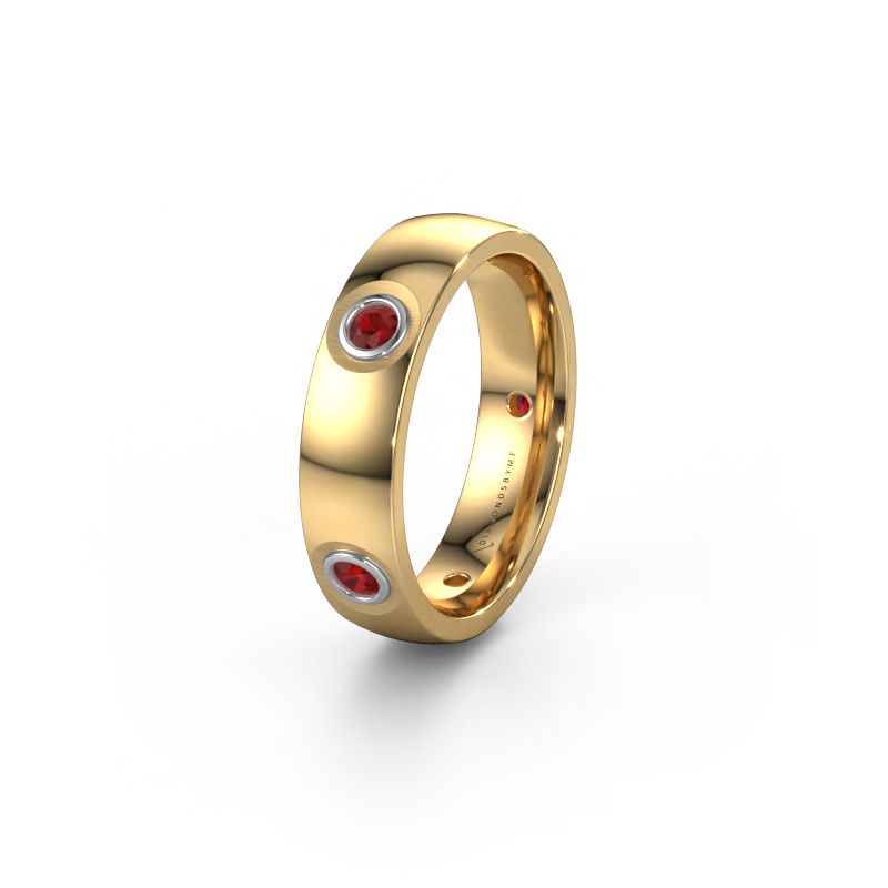 Wedding ring WH0139L25BP 585 gold ruby ±5x2 mm