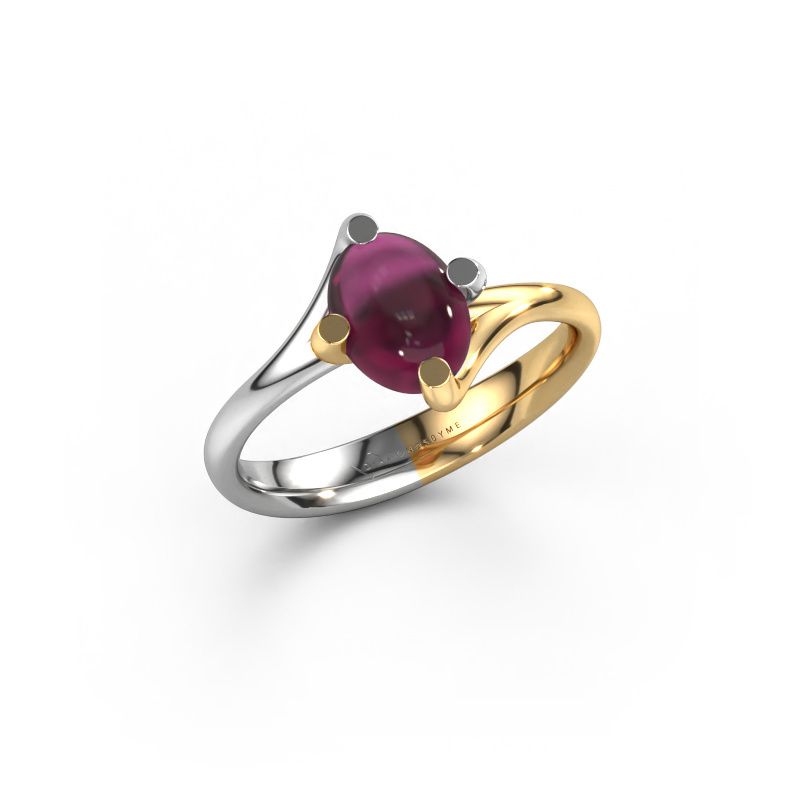 Ring Nora 585 witgoud rhodoliet 8x6 mm