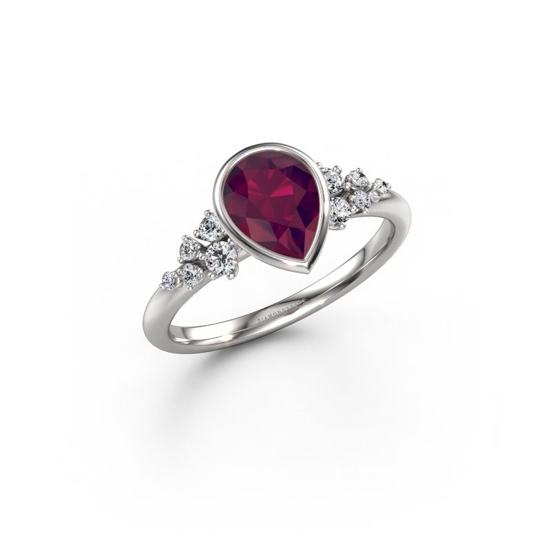 Verlovingsring Aliyah PER 950 platina rhodoliet 8x6 mm