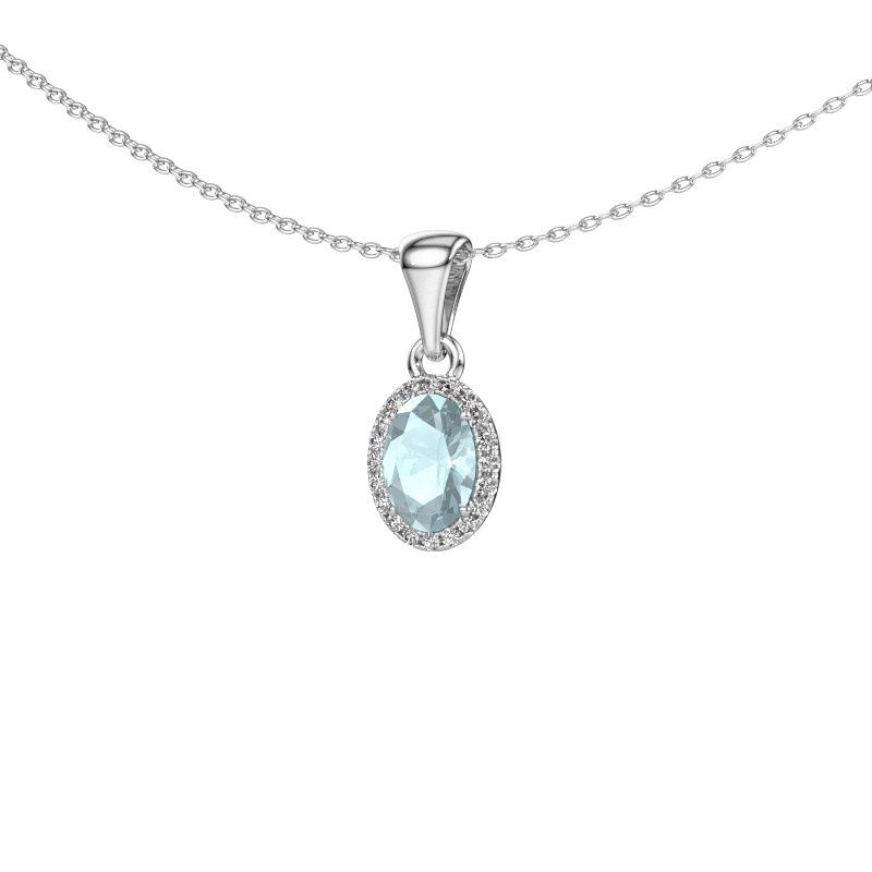 Pendant Seline ovl 950 platinum aquamarine 7x5 mm