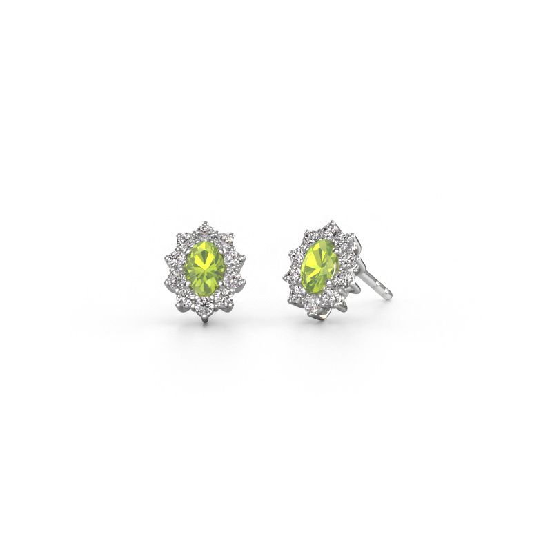 Earrings Leesa 585 white gold peridot 6x4 mm