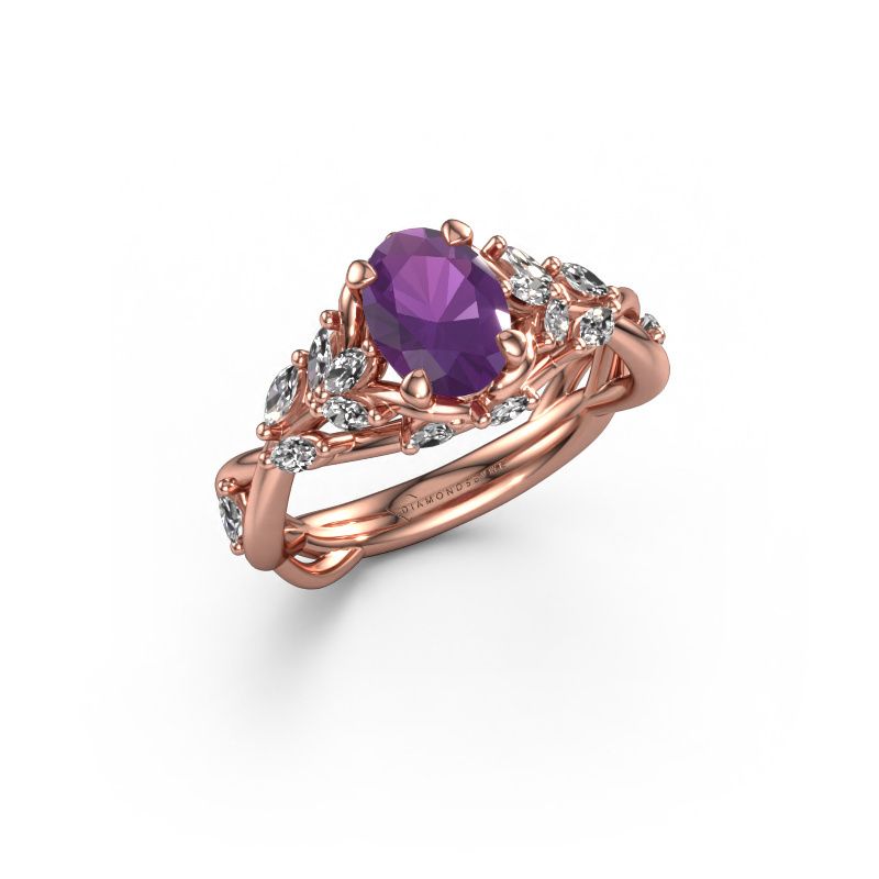 Engagement ring Samantha OVL 585 rose gold amethyst 7,5x5,5 mm
