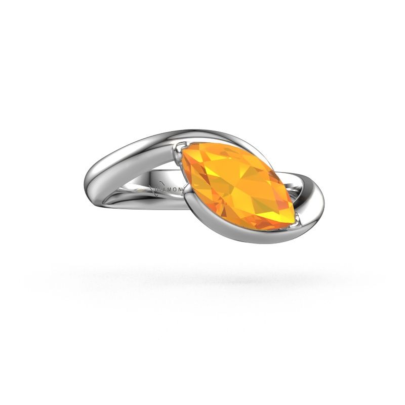 Bague de fiançailles Aida MRQ 950 platine citrine 11x5.5 mm
