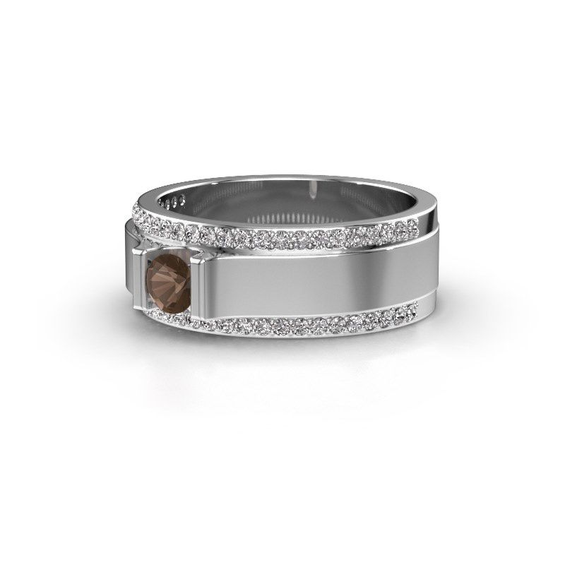 Image of Men's ring Danillo<br/>950 platinum<br/>Smokey quartz 4.2 mm