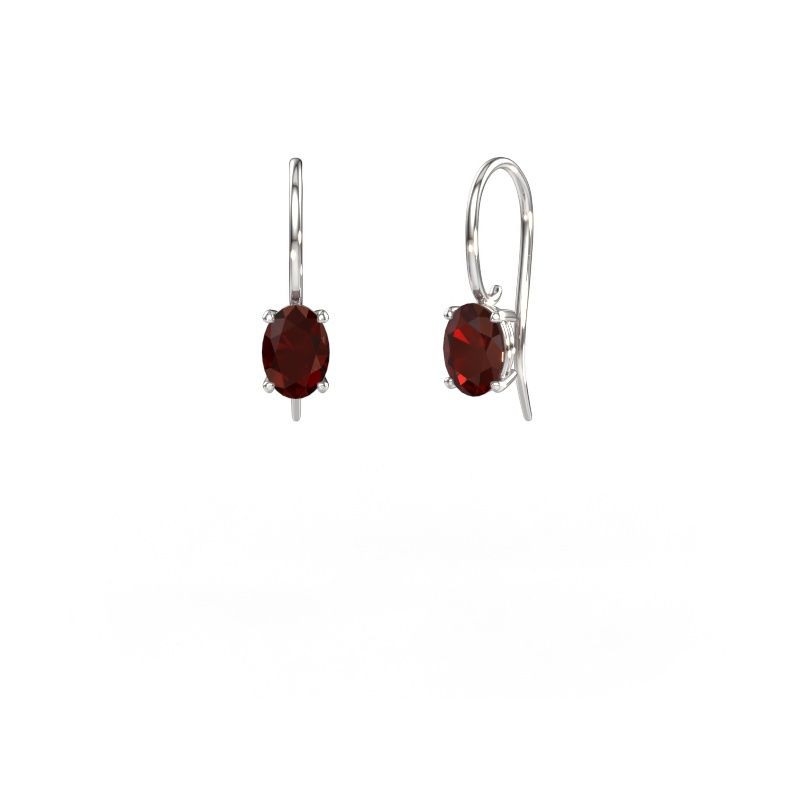 Pendants d'oreilles Cleo OVL 585 or blanc grenat 7x5 mm