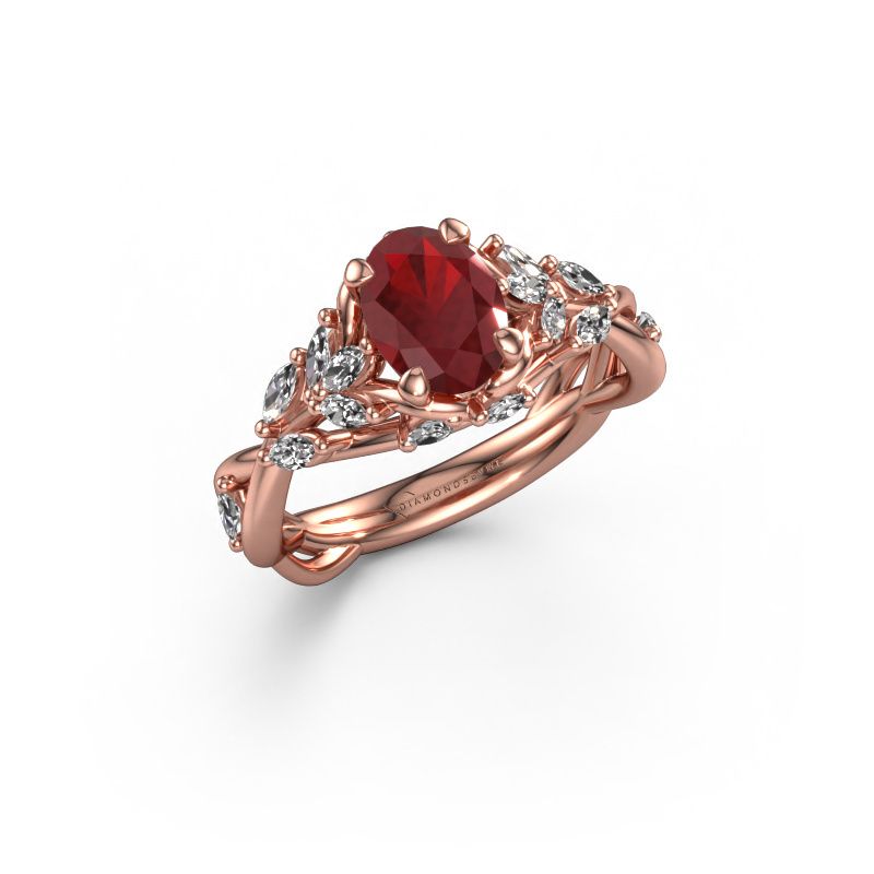 Engagement ring Samantha OVL 585 rose gold ruby 7,5x5,5 mm