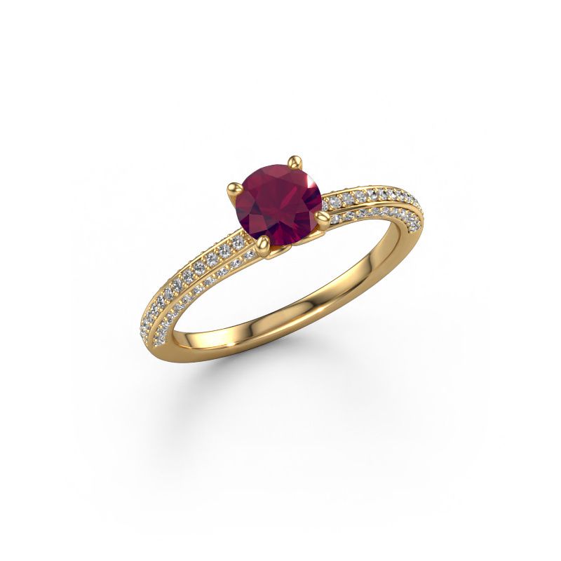 Verlovingsring Elenore rnd 585 goud rhodoliet 5.4 mm