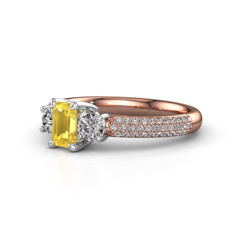 Image of Engagement Ring Marielle Eme<br/>585 rose gold<br/>Yellow sapphire 6x4 mm