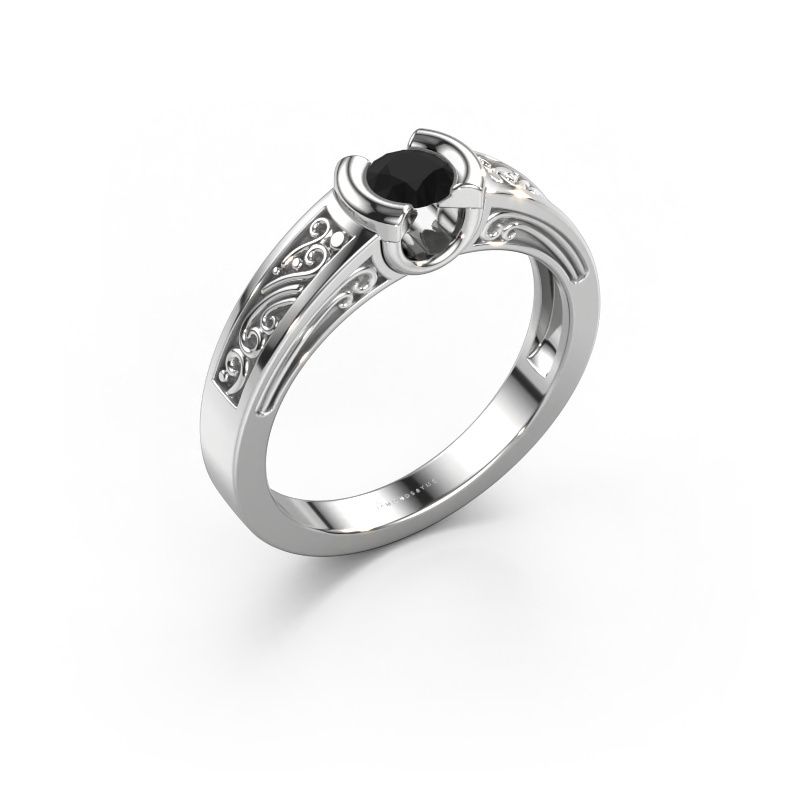 Verlobungsring Elena 585 Weißgold Schwarz Diamant 0.30 crt