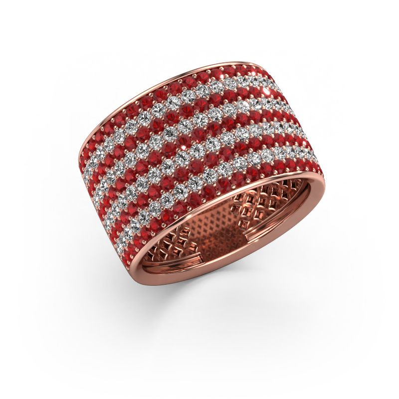 Ring Macy 585 rosé goud robijn 1.4 mm