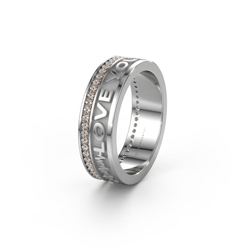 Trouwring Namering 3 585 witgoud ±6x2 mm