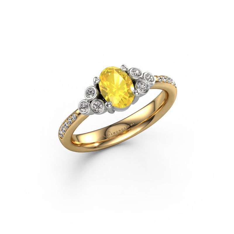 Verlobungsring Lucy 2 585 Gold Gelb Saphir 7x5 mm