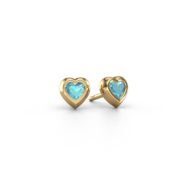 Clous d'oreilles Charlotte 585 or jaune topaze bleue 4 mm