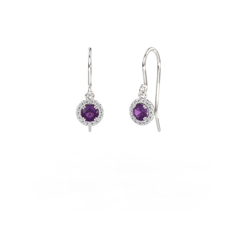 Boucles d'oreilles Seline rnd 2 950 platine améthyste 4 mm