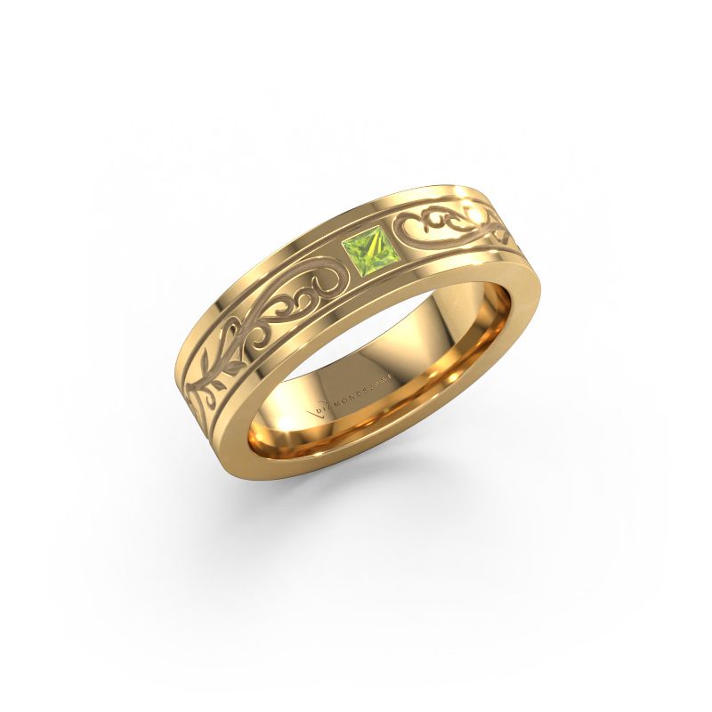 Men's ring Matijs 585 gold peridot 3 mm