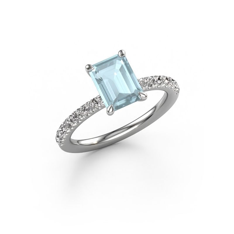 Engagement ring Crystal EME 2 950 platinum aquamarine 8x6 mm