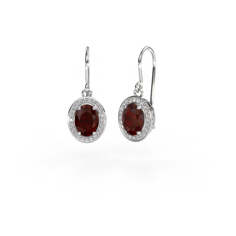 Pendants d'oreilles Latesha 585 or blanc grenat 7x5 mm