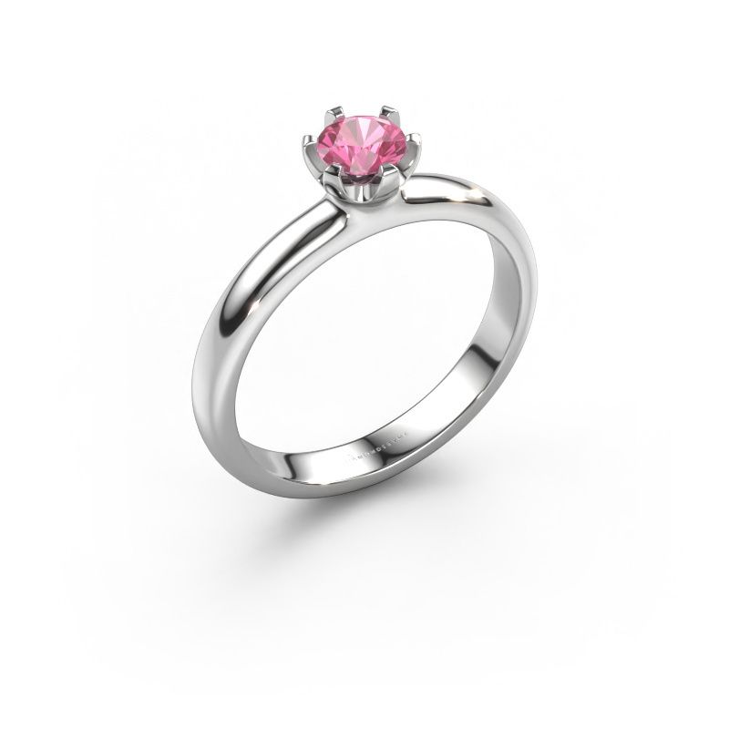 Verlovingsring Lorretta 950 platina roze saffier 4.7 mm