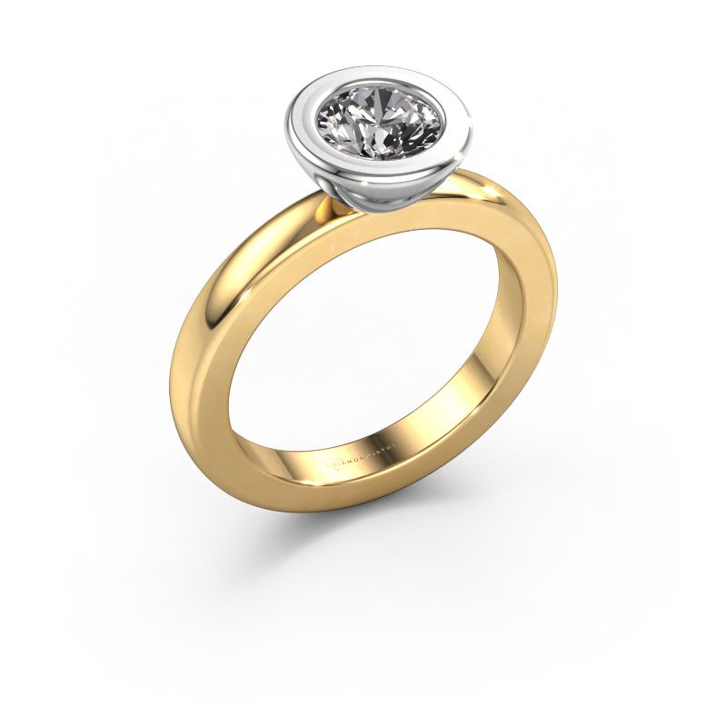 Bague superposée Eloise Round 585 or jaune diamant synthétique 0.10 crt