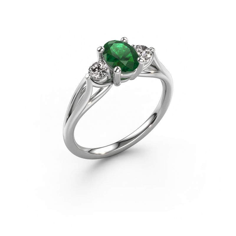Engagement ring Amie OVL 950 platinum emerald 7x5 mm