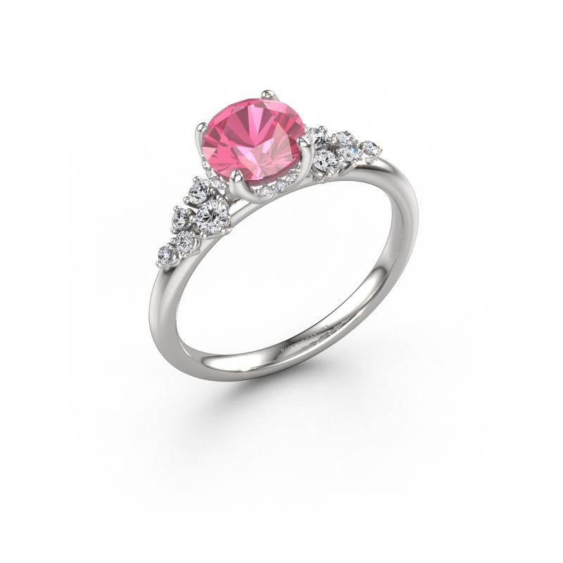 Engagement ring Emma RND 585 white gold pink sapphire 6.5 mm