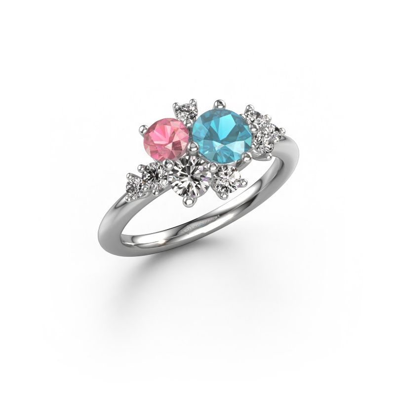 Ring Veronica 585 white gold blue topaz 5.4 mm