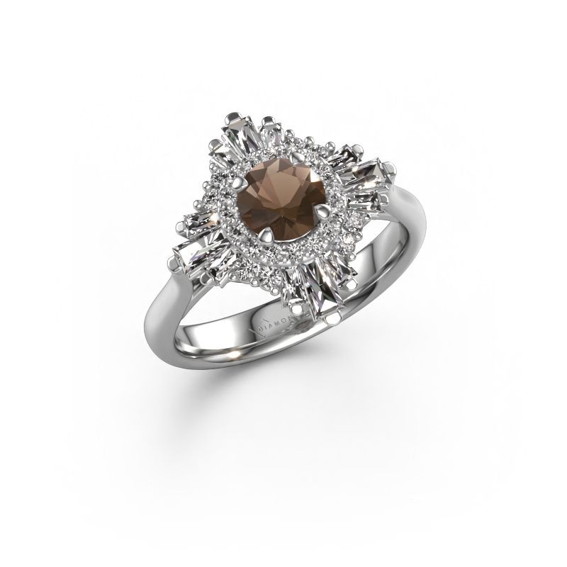 Bague de fiançailles Thalia 950 platine quartz fumé 5.4 mm