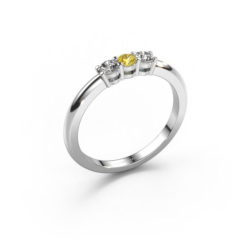 Ring Michelle 3 585 Weißgold Gelb Saphir 3.7 mm