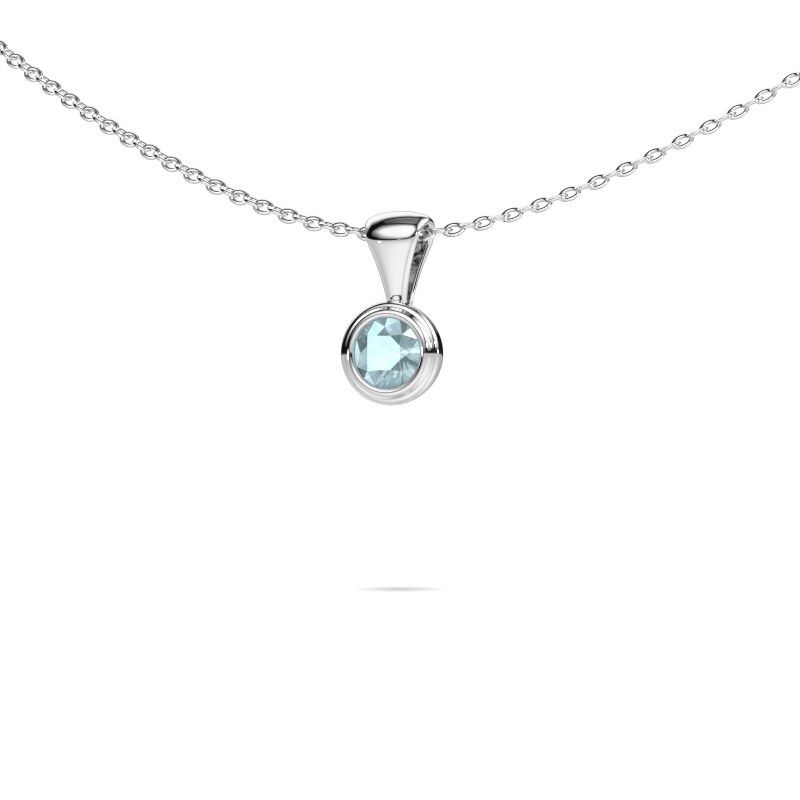 Pendant Lieke 585 white gold aquamarine 4 mm