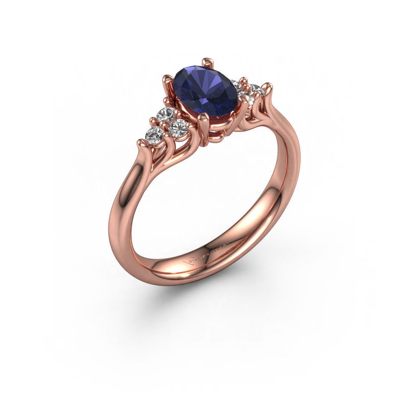 Verlovingsring Monika OVL 585 rosé goud saffier 7x5 mm